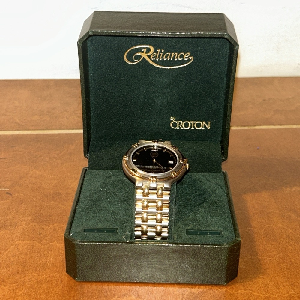 Croton Andre Giroud Men's Gold Plated Watch With Box "Reliance" Japan E4